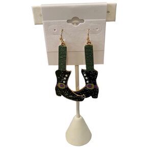 Sparkly Fun Witch Boot Drop Earrings.